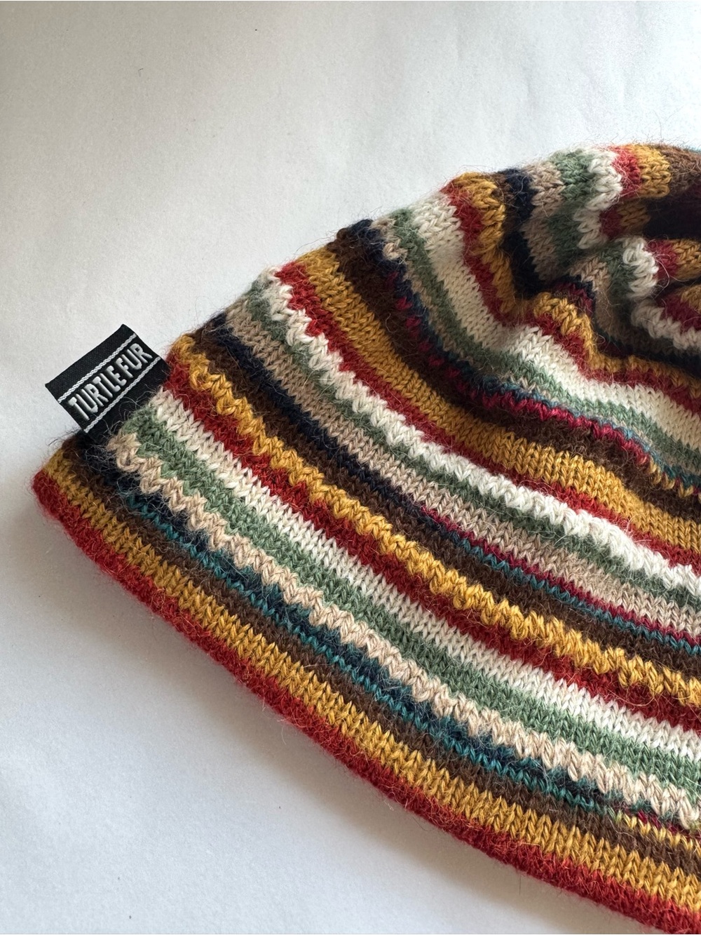 Turtle Fur 100% Alpaca Colorful Stripe Knit Beanie Outdoor Fall Winter - Picture 4 of 8